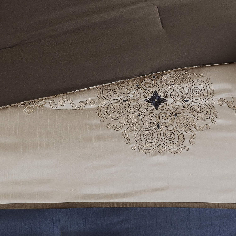 Madison Park Essentials Queen Comforter Set, 24 Piece Room in a Bag Navy