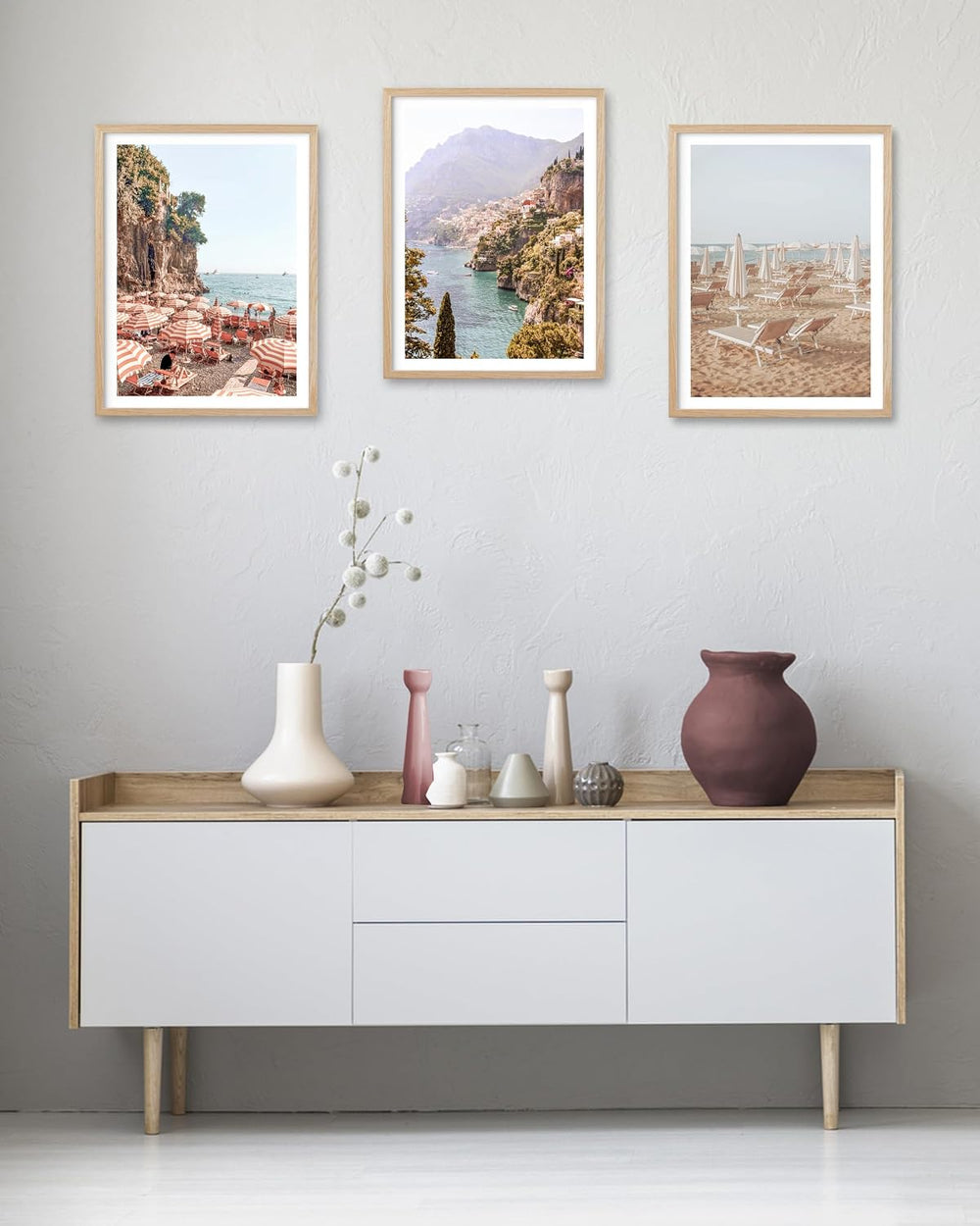 HesenDot 12x16IN Amalfi Coast Framed Wall Art Positano Canvas, 1Pack