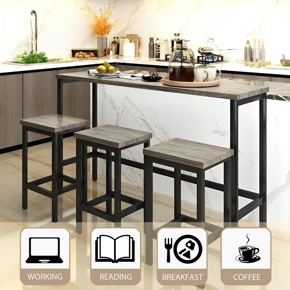 Merax 4-Piece Counter Height 60.2inch Extra Long Dining Table Set with 3 Stoo...