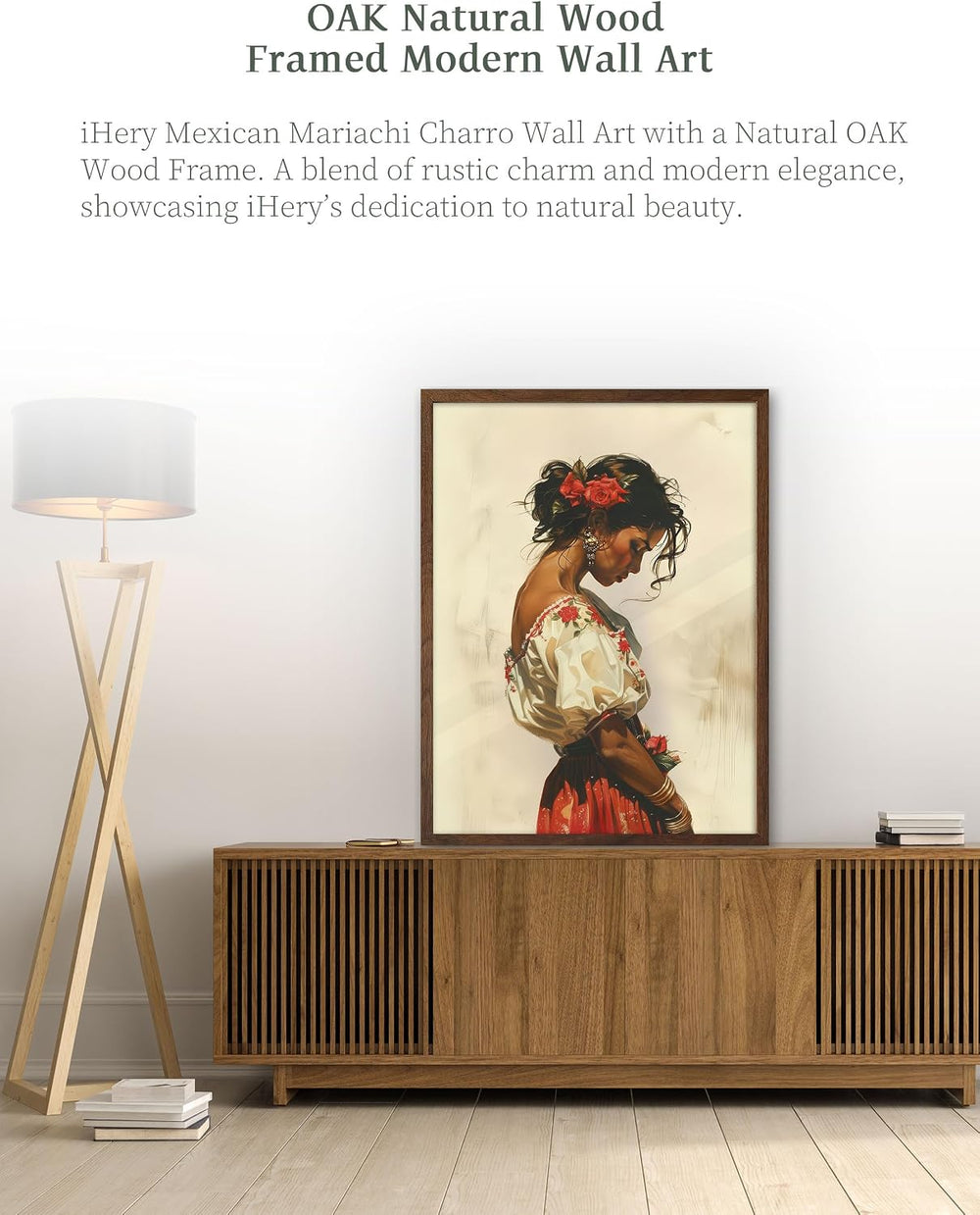 iHery 12x16in Mexican Woman Framed Southwestern Wall Art