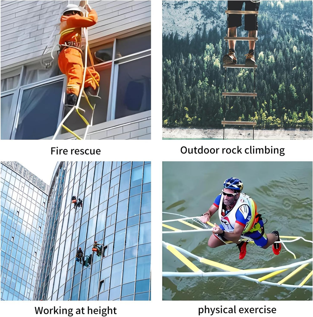 Fire Escape Ladder 2 Story, 13FT Portable Rope Ladder with 2 Hooks
