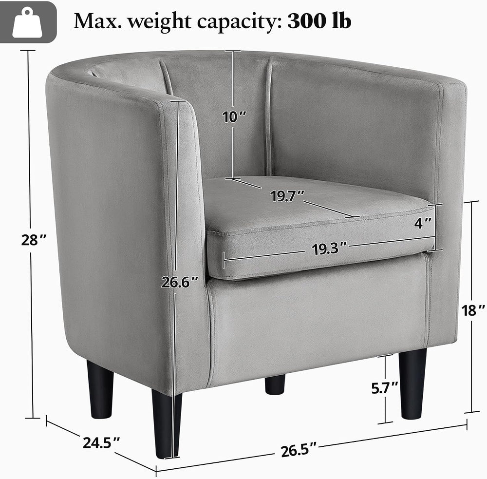Yaheetech Barrel Accent Chairs Set of 2, Modern Armchairs, Gray