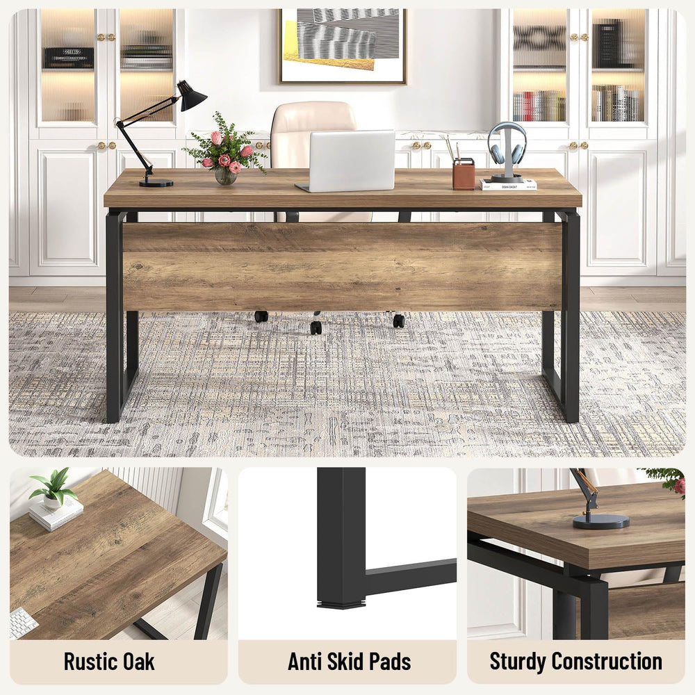 EXCEFUR Modern Computer Desk for Home Office, PC Laptop Gaming Desk, Metal Wo...