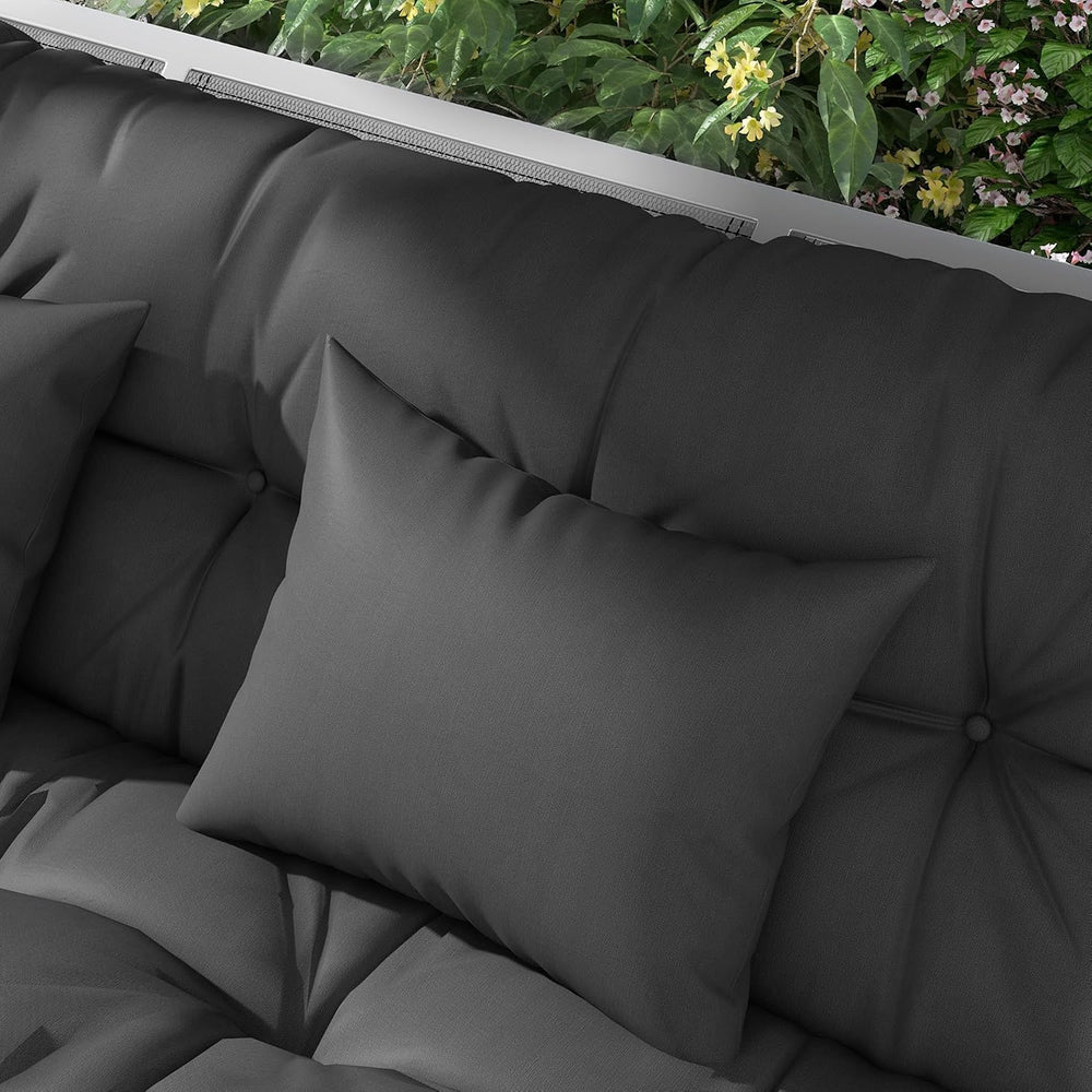 Outsunny 59" Tufted Bench Cushions & Throw Pillows 4 Piece Charcoal ...