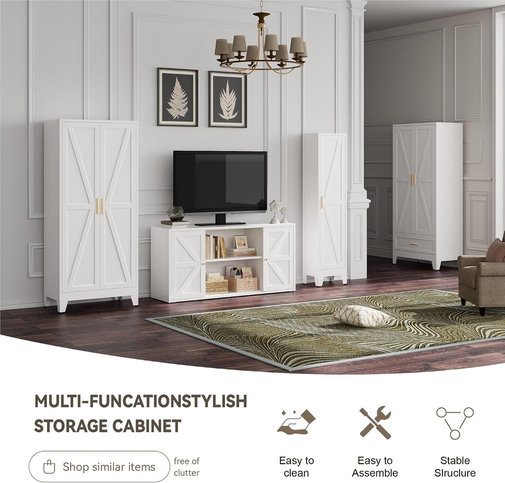 Baborokic Metal Wardrobe Cabinet with Hanging Rod,Large 71" Armoire Ward...