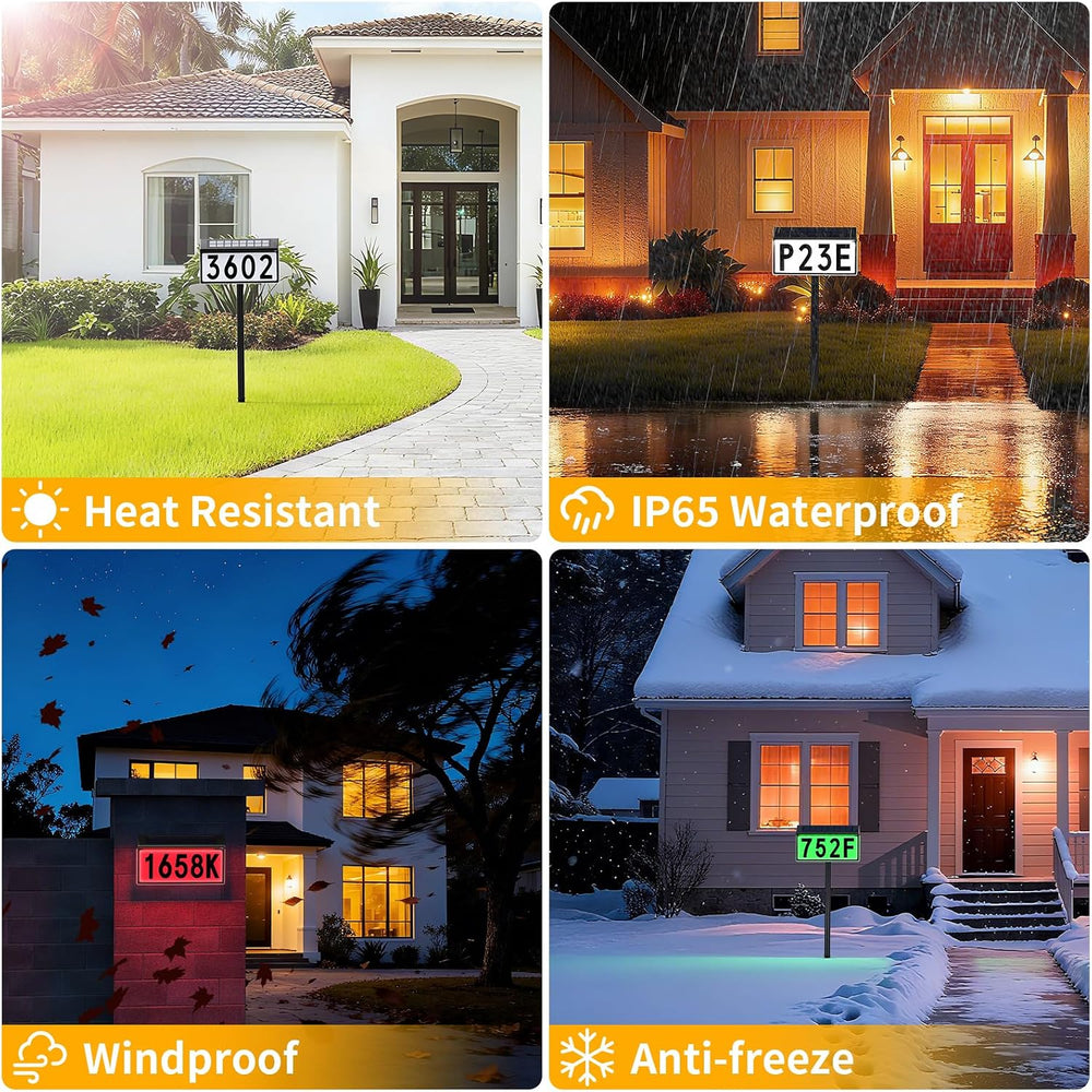 Solar Address Sign, Solar House Numbers for Outside Waterproof
