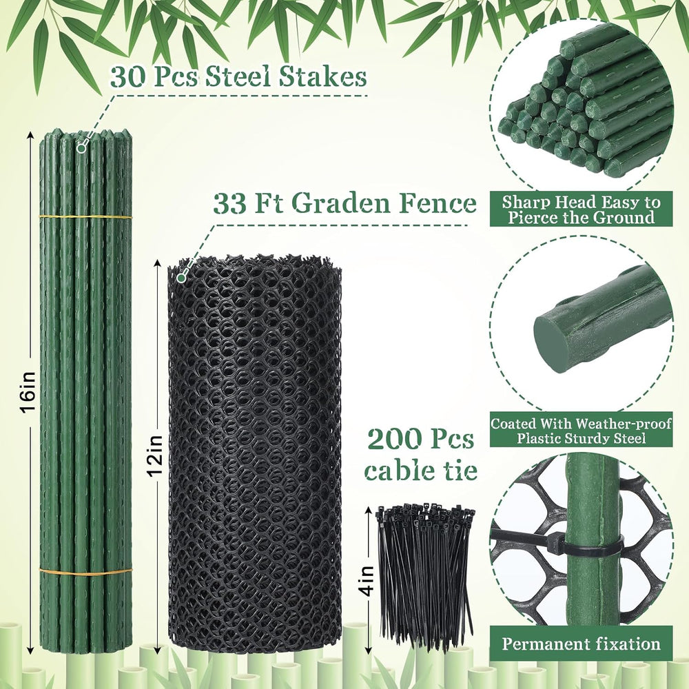 Marsui Animal Barrier Fence 12in x 33ft No Dig Garden Fence Mesh Fencing with...