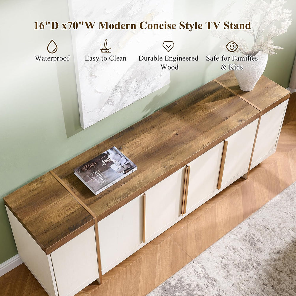 OKD Modern 70" Media Console TV Stand for 80" TVs,Large Concealed S...
