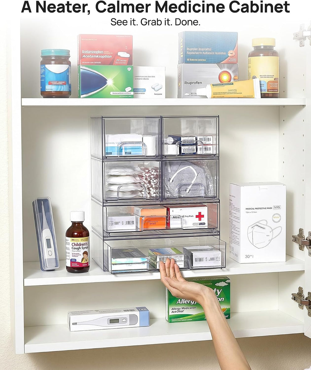 Vtopmart Stackable Storage Drawers Set of 6, Plastic Organizer Bins