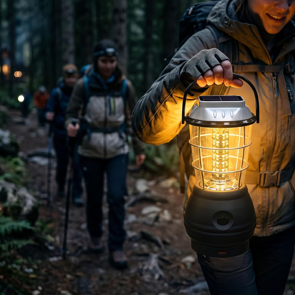 Dynamo Hand Crank Solar Powered Lantern - Battery-Operated or Rechargeable LE...