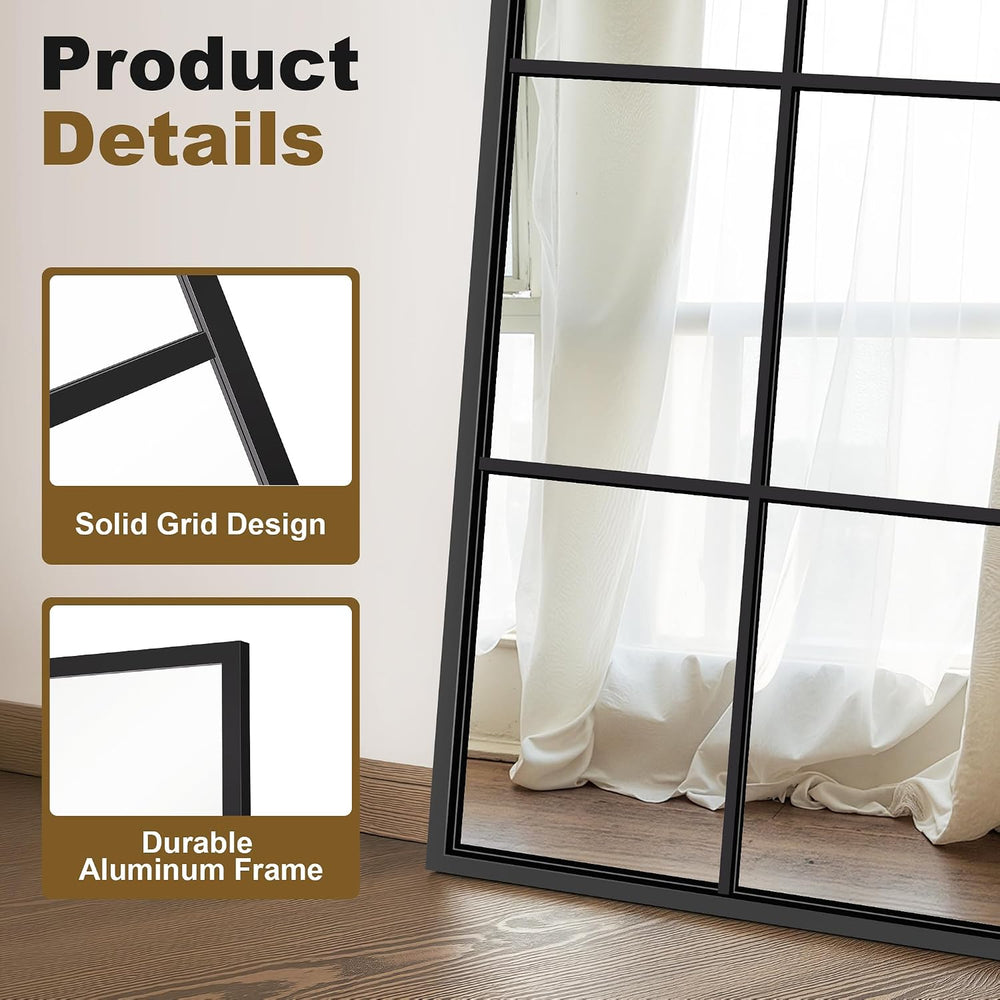Full Length Mirror Window Pane, 30" x 70" Large Decorative Mirror, ...