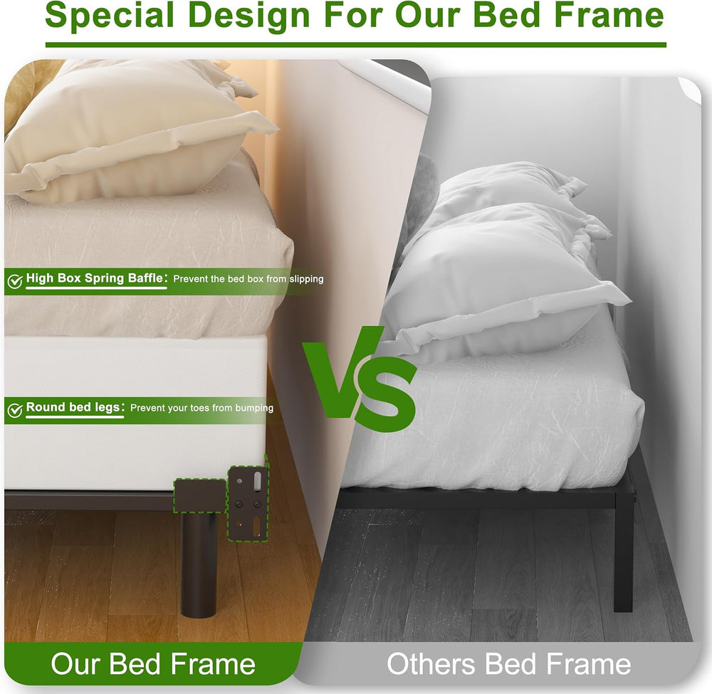 EMODA 7 Inch Queen Bed Frame for Box Spring and Mattress, Black