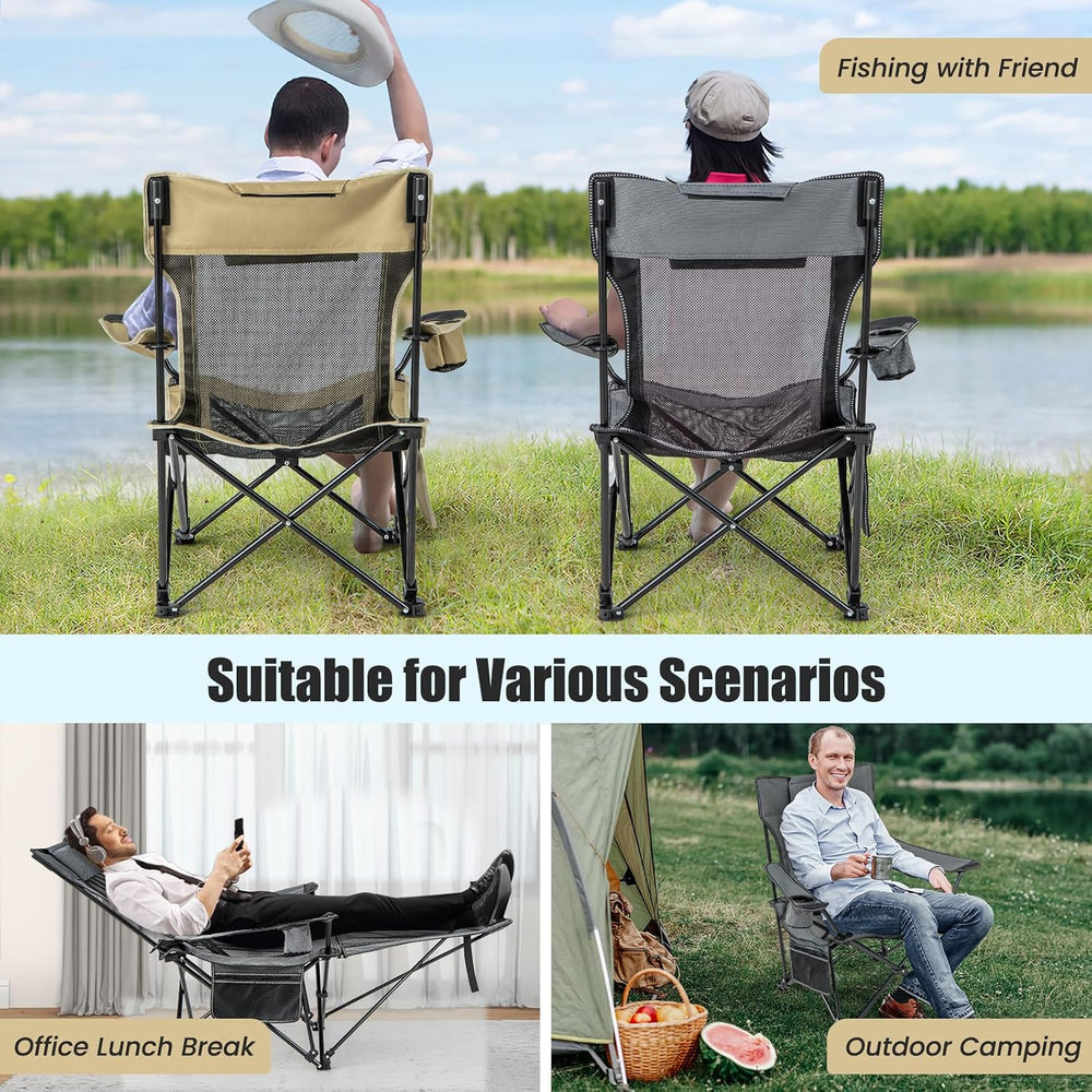KOTEK Reclining Camping Chair, Portable Lounge Chair with Removable Foot Rest...