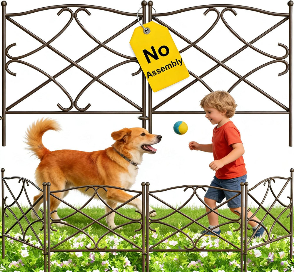 AMAGABELI GARDEN & HOME 5 Panels Decorative Garden Fence 24in(H) x10ft(L)...