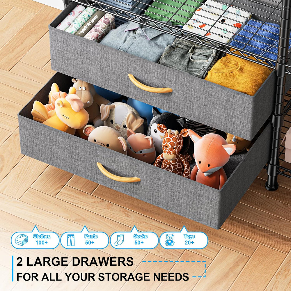Ulif F3 Heavy Duty Clothes Rack(With Fabric Drawers)Freestanding Clothing Rac...