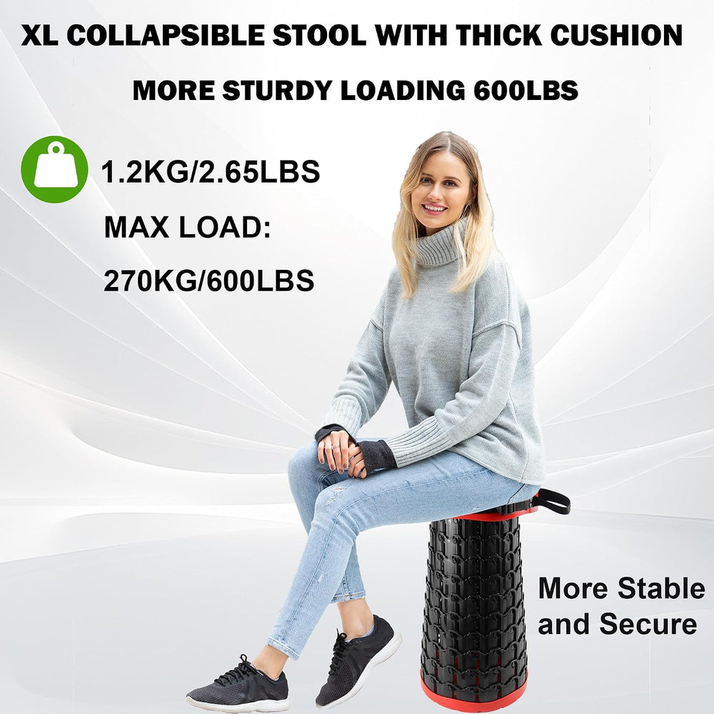 ALEVMOOM Telescoping Stool with Thick Cushion, H18.1 D10.24 Portable Collapsi...