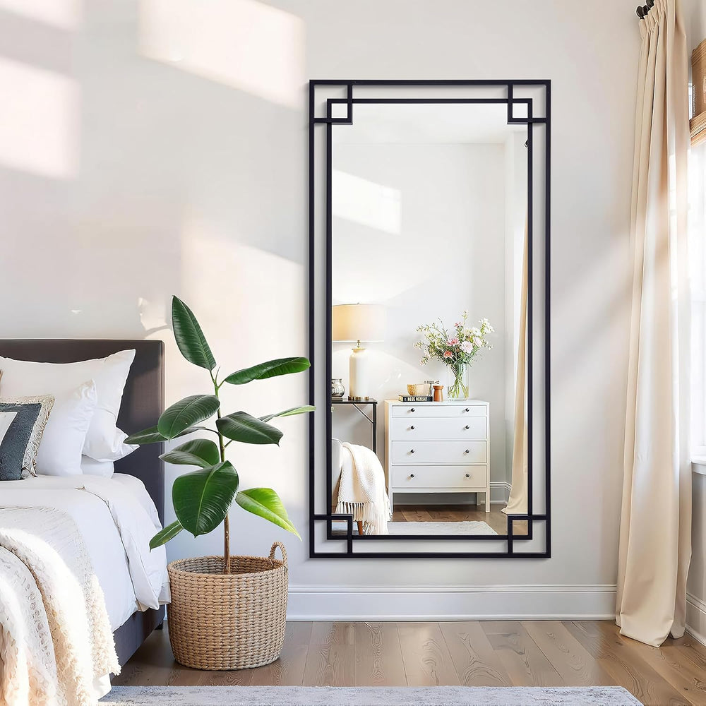 Chende 59''x30'' Large Rectangular Black Mirror for Decor wit...