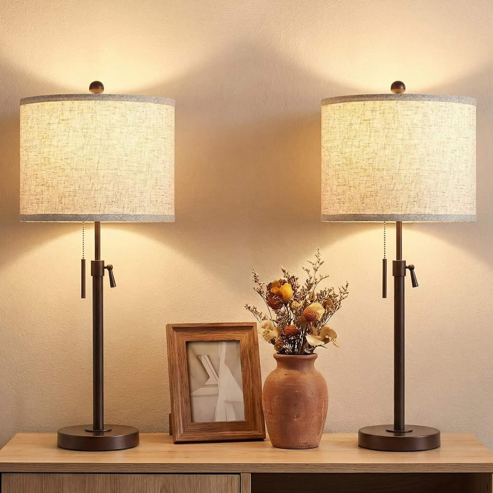Qingmiao Table Lamps Set of 2, 22" to 30" Adjustable Nightstand Lam...