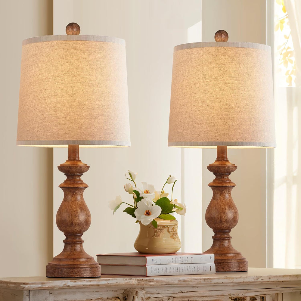 PARTPHONER Traditional Table Lamp Set of 2, Rustic Farmhouse Table Lamps for ...