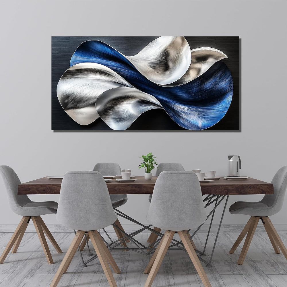 JuhaiArt Blue Wall Art Flow Painting Wall Decor for Office