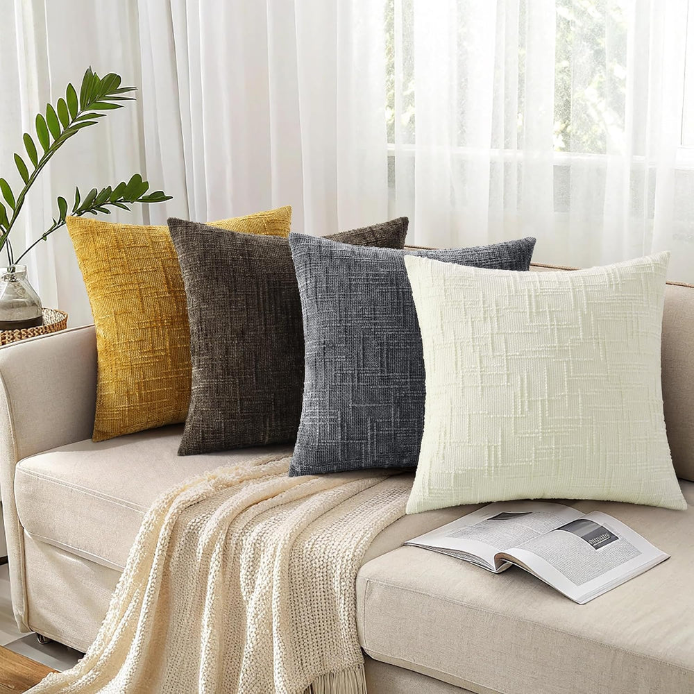 decorUhome Christmas Textured Chenille Throw Pillow Covers 26x26 Set of 2