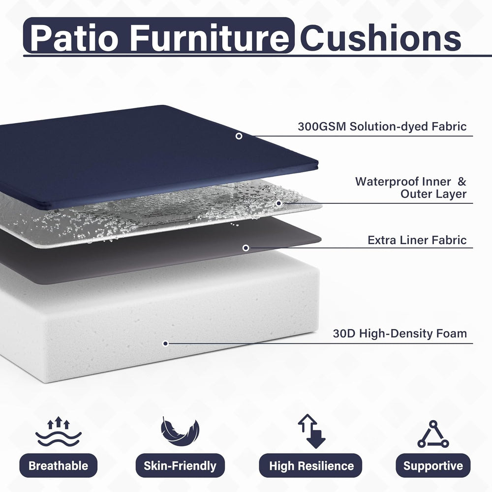 Patio Chair Cushions 22 x 22 x 4 Inch Waterproof Outdoor Seat Cushions for Pa...