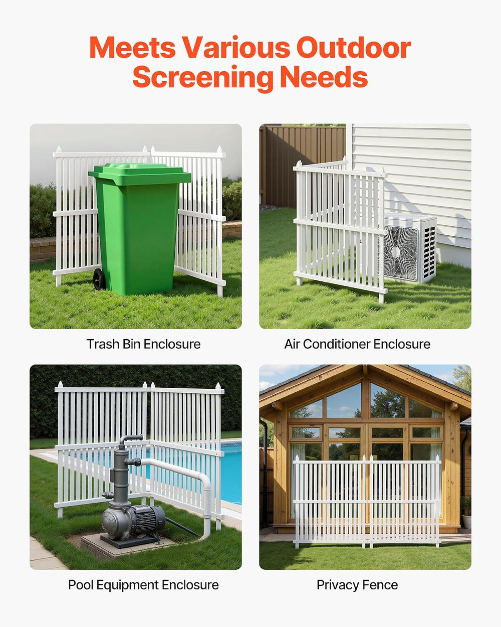 VEVOR 2 Panels Outdoor Privacy Screen, 36 x 45 in Air Conditioner Fence with ...