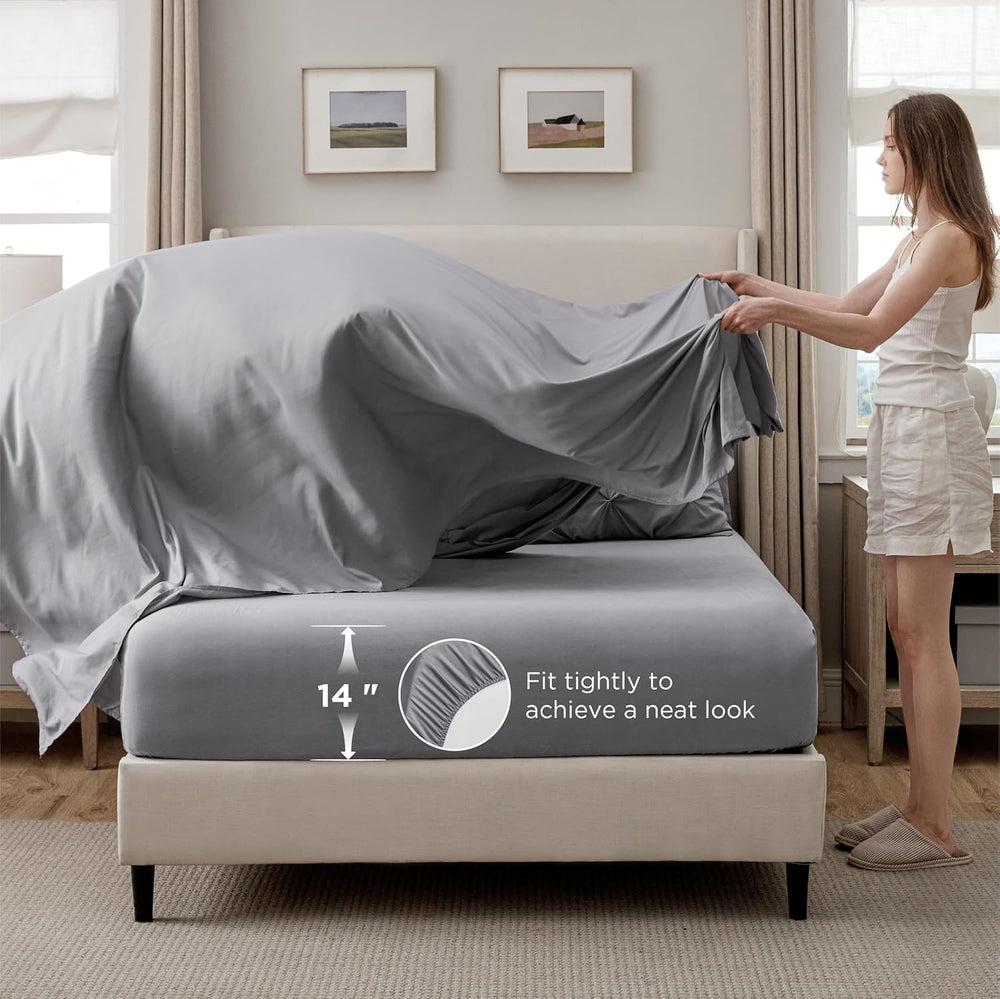 Bedsure 7-Piece Full Size Comforter Sets & Sheets, Grey Full Bedding