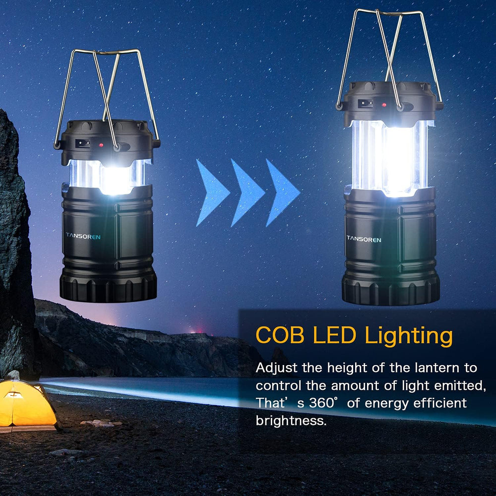 4 Pack Solar USB Rechargeable 3 AA Power Brightest COB LED Camping Lantern, W...