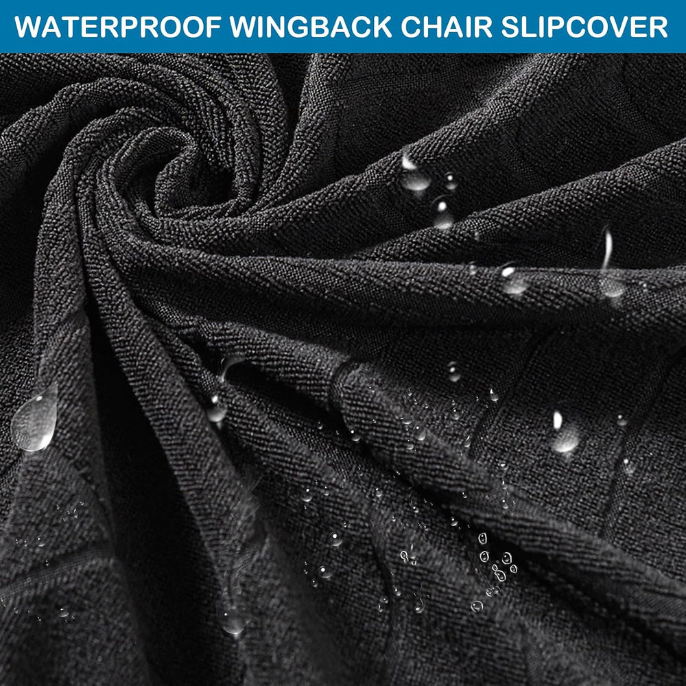 HZDHCLH Waterproof Wingback Chair Slipcovers 2 Piece,Stretch Spandex Wing Cha...