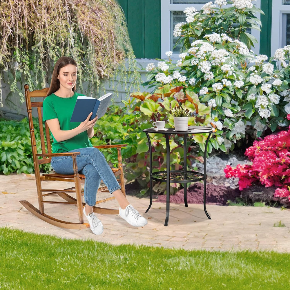 VINGLI Wooden Rocking Chair Outdoor, Patio Rockers with High Back, Support 45...