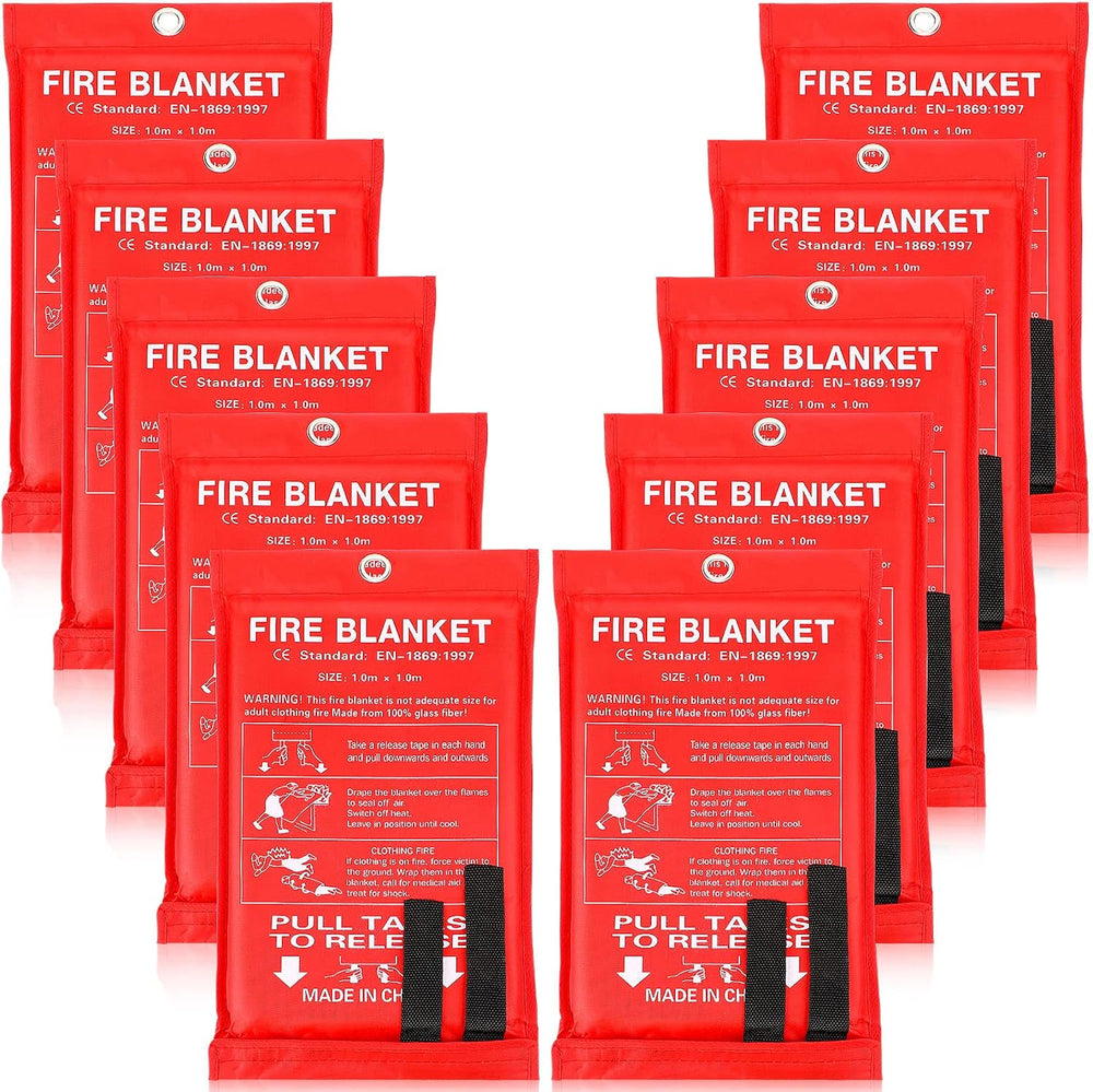 Macarrie 10 Pack 39" X 39" Fire Blanket Emergency for Home Kitchen,...