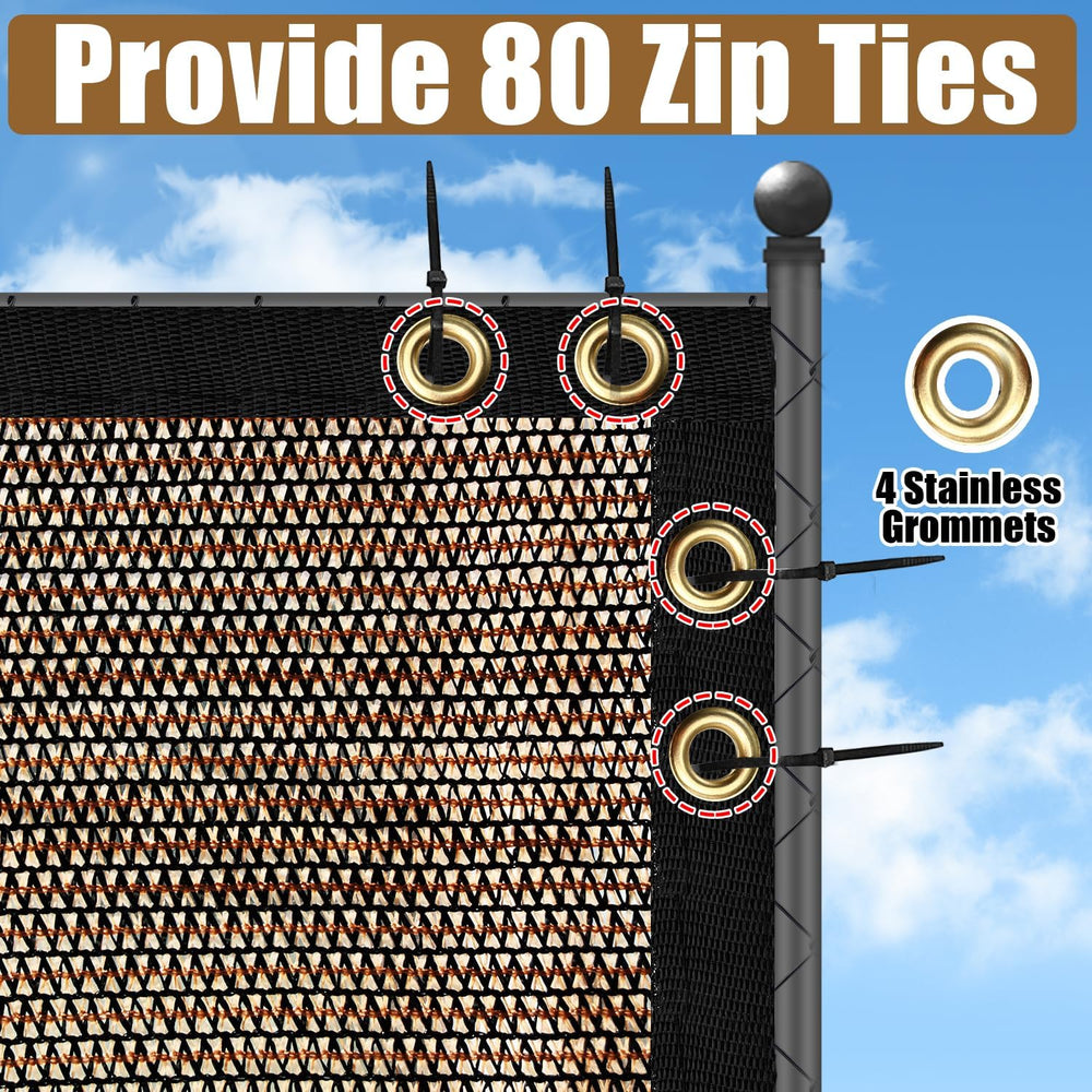 Brown 6FT X 50FT Outdoor Privacy Screen Fence & Mesh Shade Net Cover, Ide...