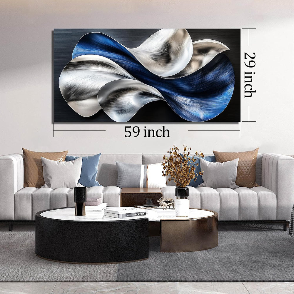 JuhaiArt Blue Wall Art Flow Painting Wall Decor for Office