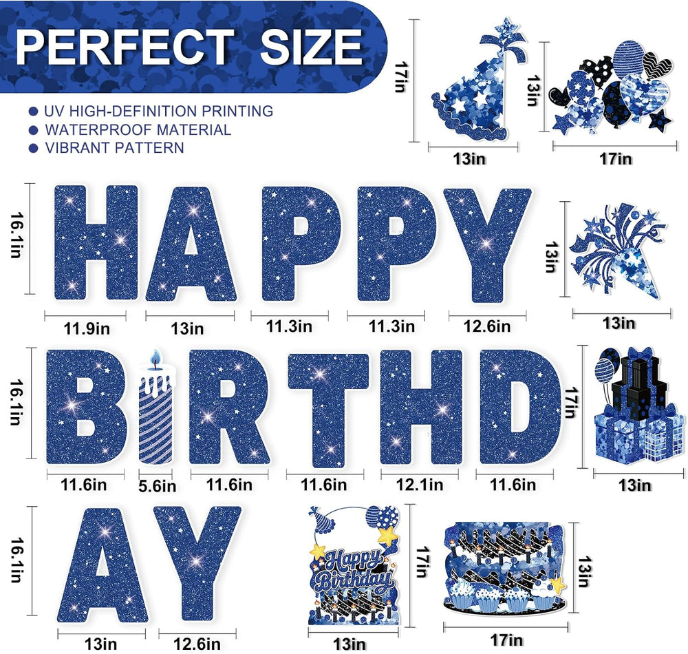 Happy Birthday Yard Signs Outdoor Decorations - 19 PCS Set with 16" Lett...