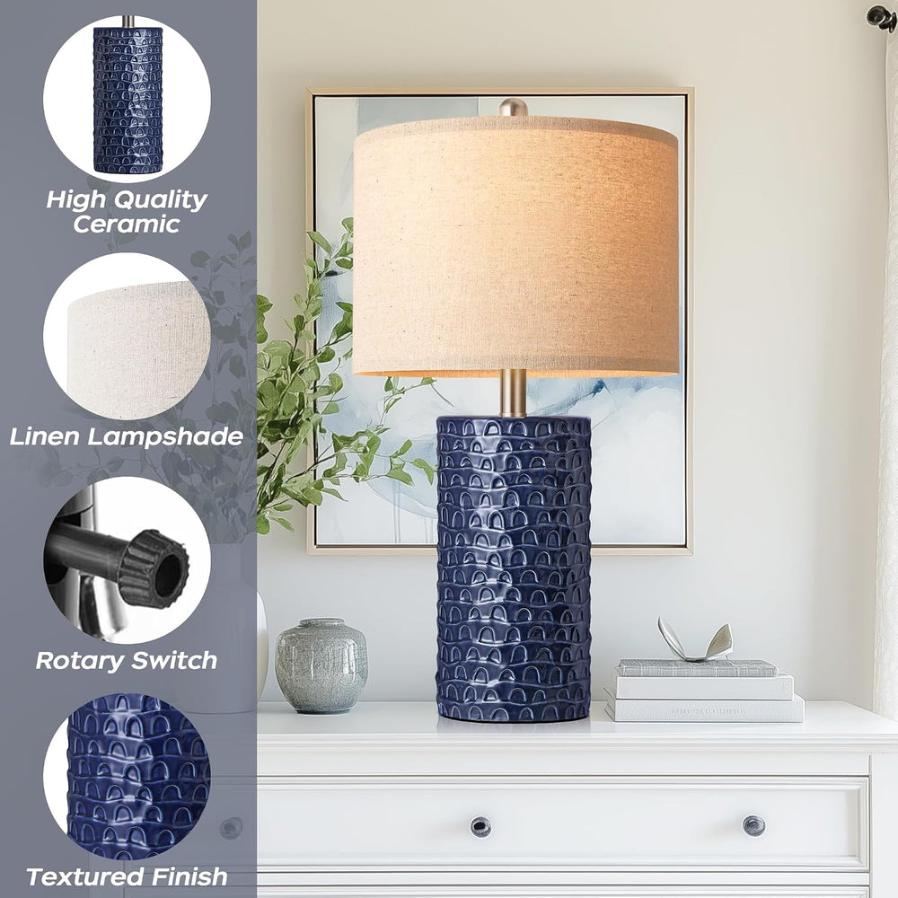 PARTPHONER 23" Modern Ceramic Table Lamp Set of 2, Table Lamps for Livin...