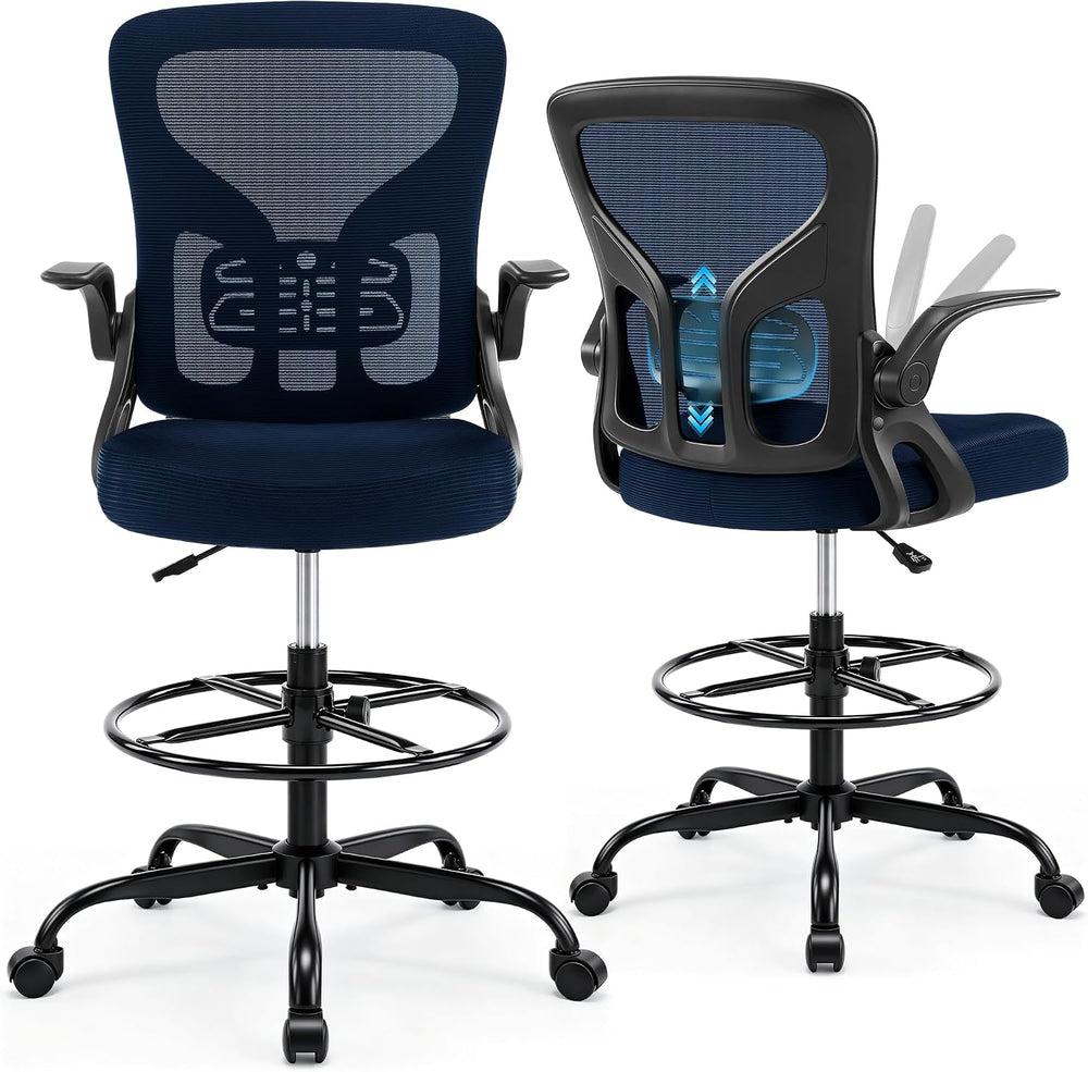 Drafting Chair for Standing Desk, Tall Office Chair with 22"-30" Se...