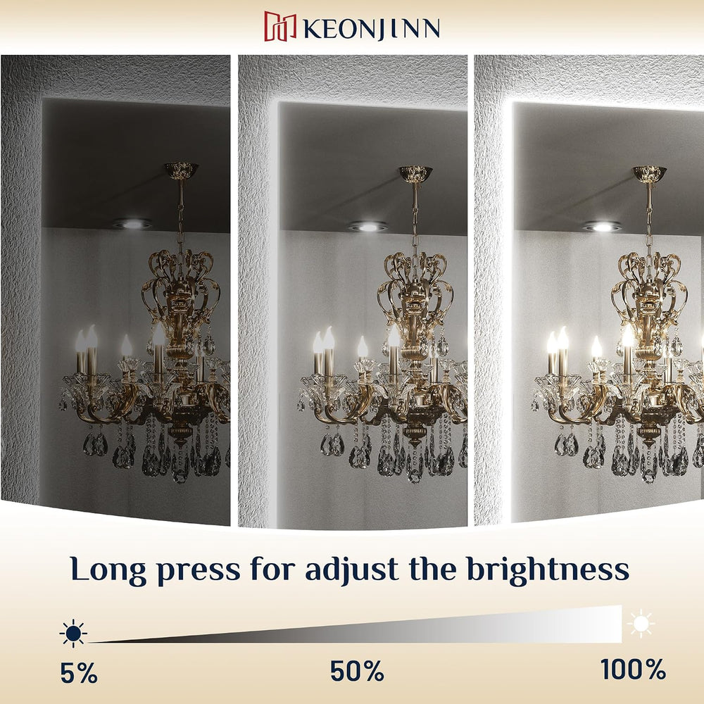 Keonjinn 24" x 36" LED Mirror for Bathroom, Backlit Mirror 6000K Da...