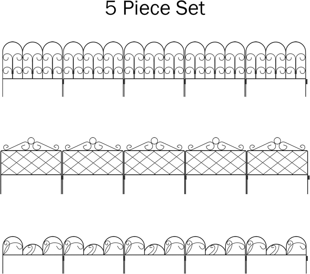Metal Garden Fencing- Set of 5 Panels of Mimosa Decorative Edging Flower Beds...