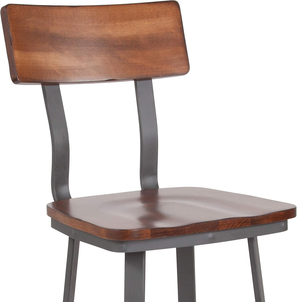 Flash Furniture Wood Restaurant Barstool, Rustic Walnut