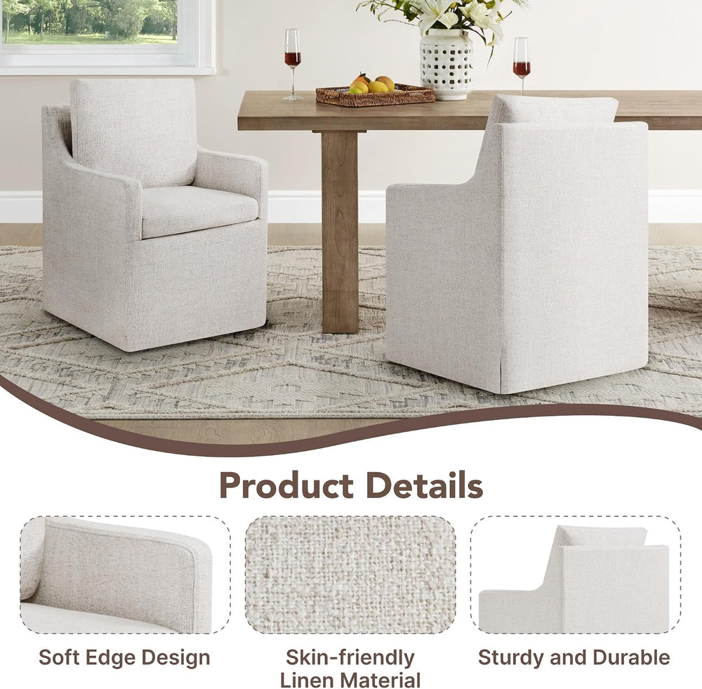 KISLOT Upholstered Dining Chairs Set of 4 with Washable Cover, Light Beige
