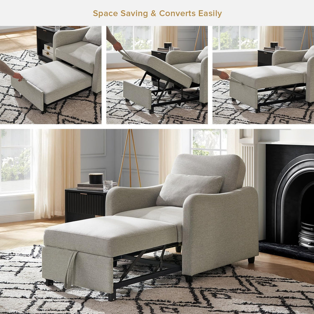 mopio Sophie Sleeper Chair, Sofa Bed, Accent Chair (Light Gray Fabric)