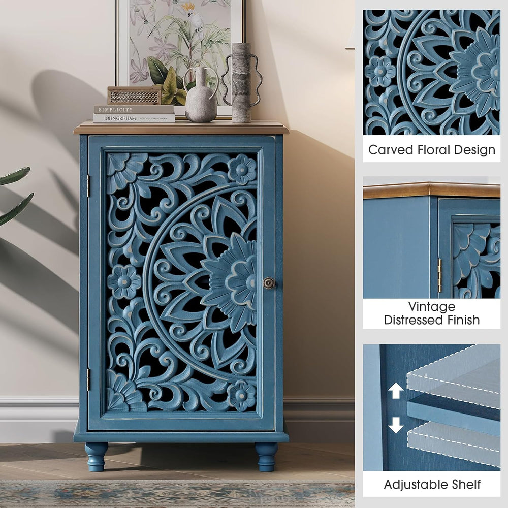 JOINICE 27" Small Accent Storage Cabinet with Door for Living Room,Blue