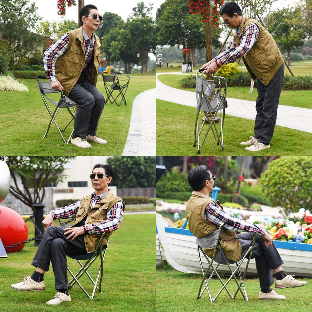 Walking Stick Chair Seat - Folding Camping Cane Portable Stool Heavy Duty Aid...