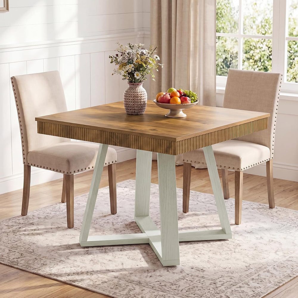 Tribesigns 31.5" Square Dining Table for 4, White & Brown