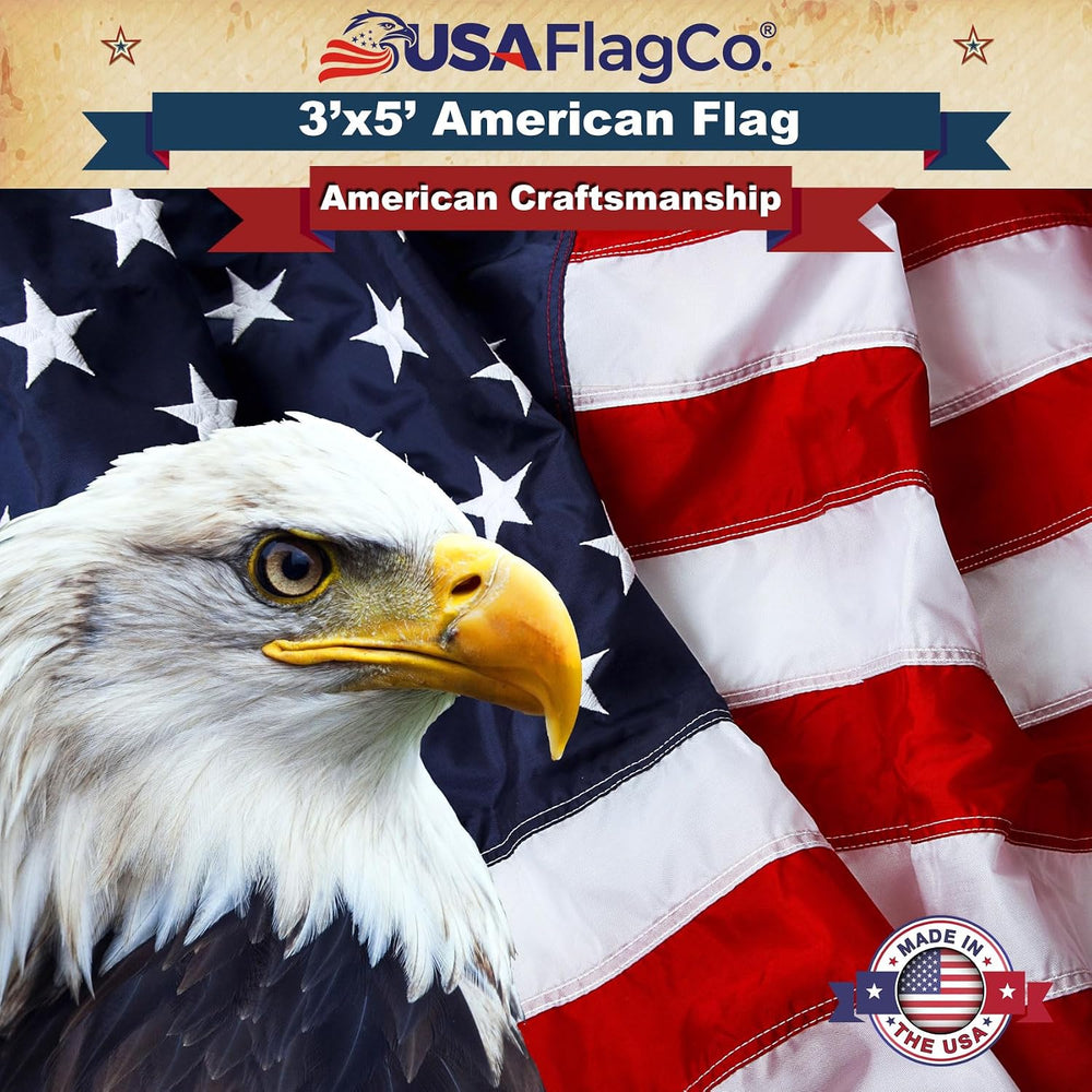 American Flags for Outside 3x5 - USA Flag Co. American Flag Made in USA: Embr...