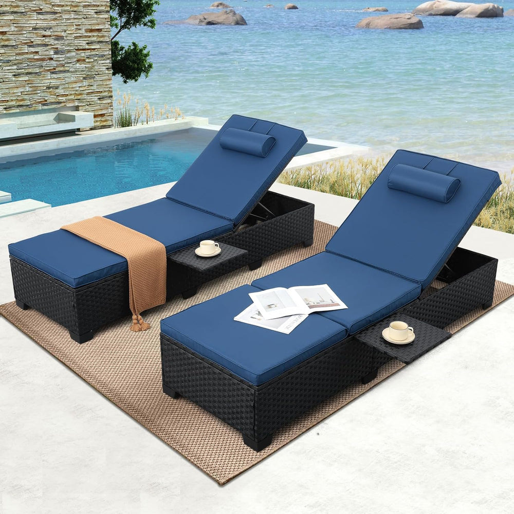 WAROOM Outdoor Chaise Lounge Chairs for Outside Patio Furniture Set of 2 Wick...