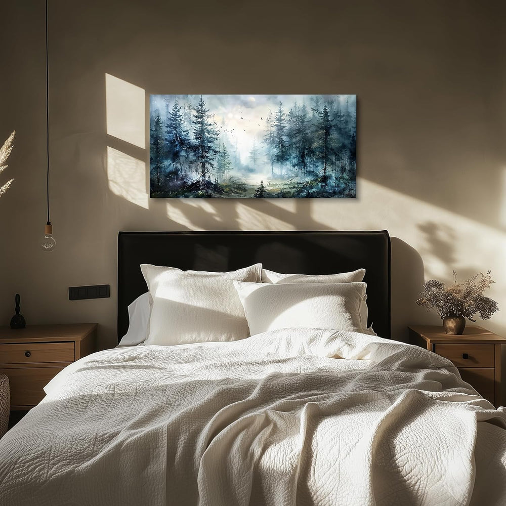 SERIMINO Foggy Forest Wall Decor, Pine Trees Large Wall Pictures 24"X48&...