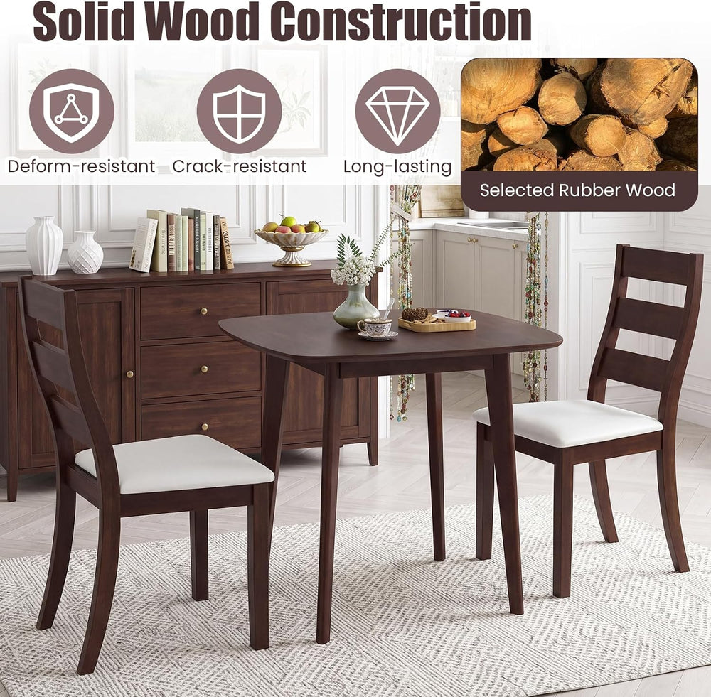 Tangkula Dining Square Table Set for 2, Kitchen Table & Chairs Set of 2