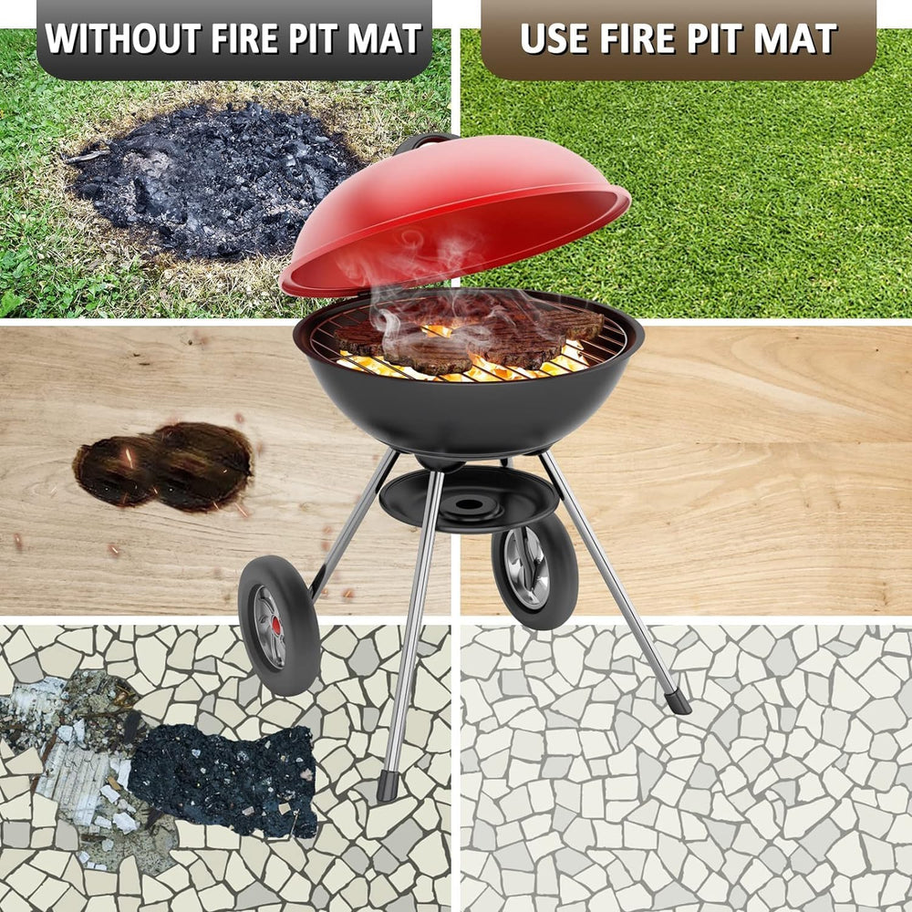 Fire Pit Mat, 37.8"x 39.4" Fireproof Blanket for Under Fire Pit, Camel